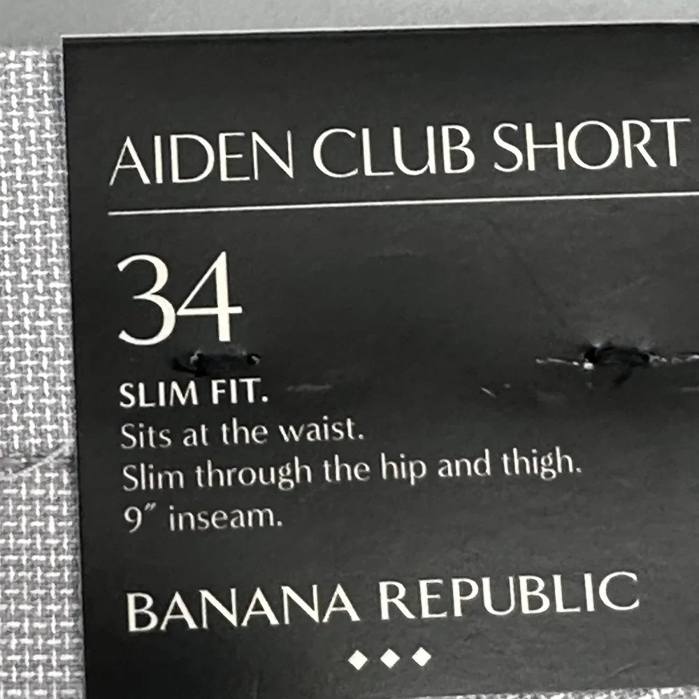 NEW Banana Republic Aiden Cotton Blend Shorts Mens 34 Grey Slim Fit 8.5